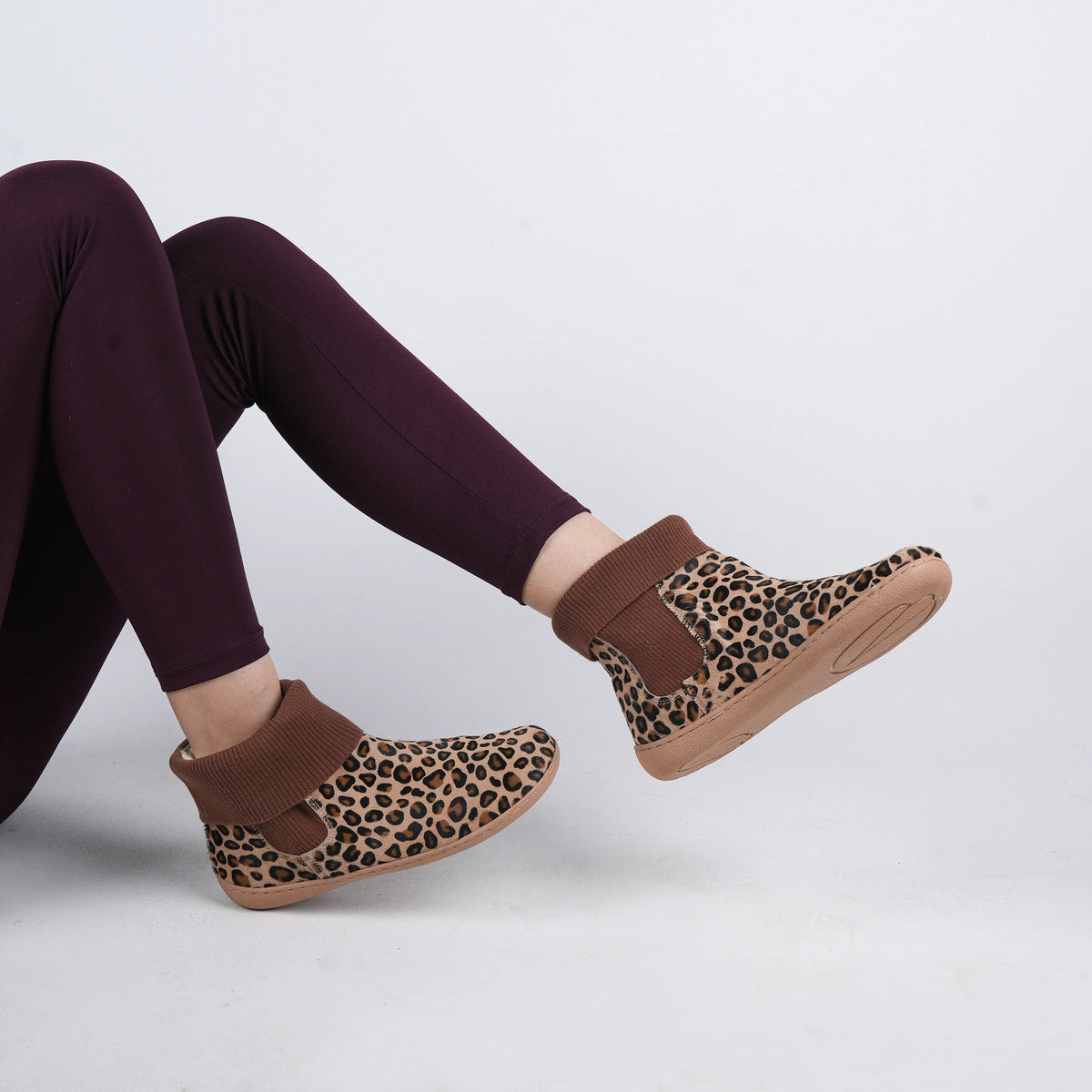 Hair Barefoot Socks Chelsea Shoes – 6mm Rubber Sole – Leopard