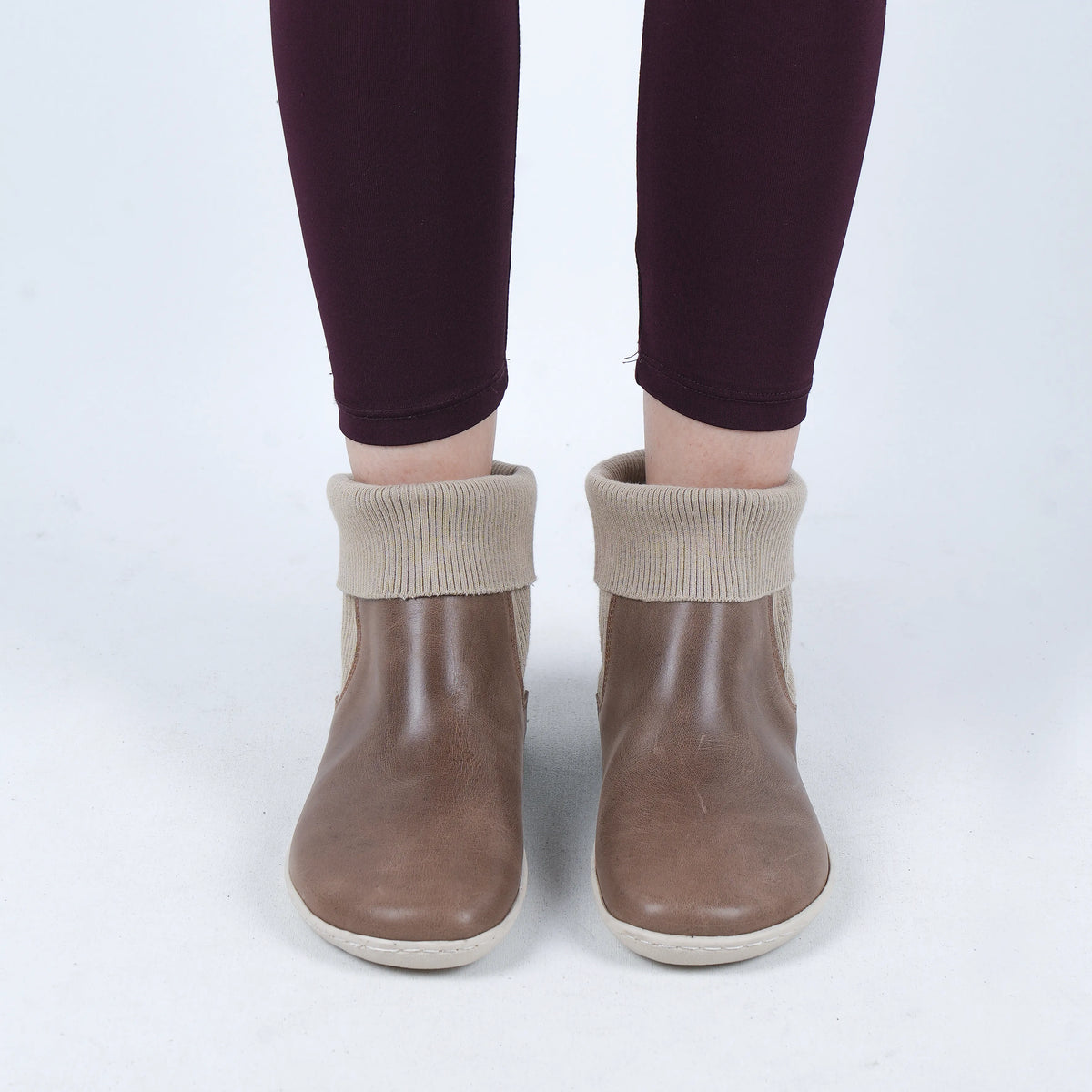 Crazy Barefoot Socks Chelsea Shoes – 6mm Rubber Sole – Beige Bizon