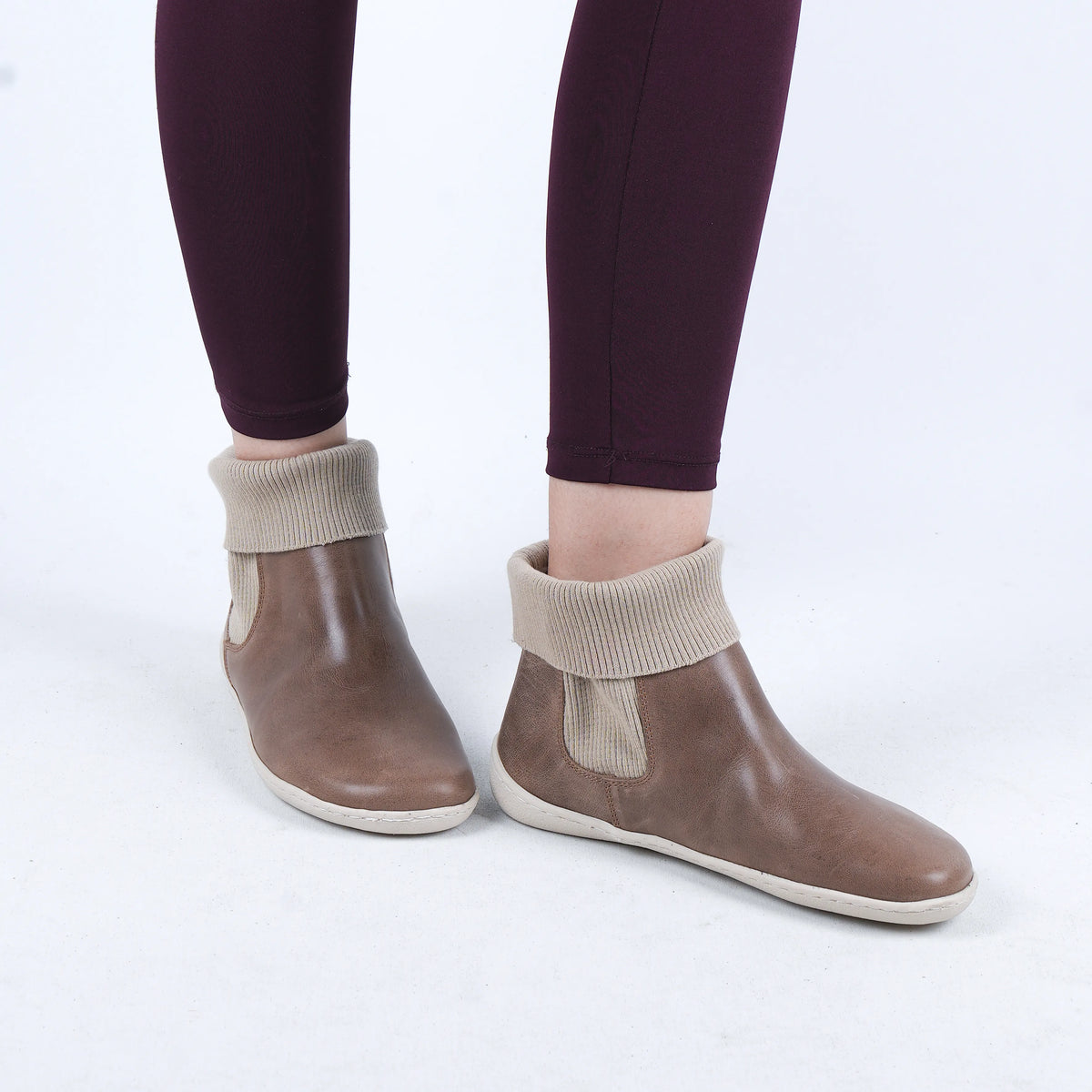 Crazy Barefoot Socks Chelsea Shoes – 6mm Rubber Sole – Beige Bizon