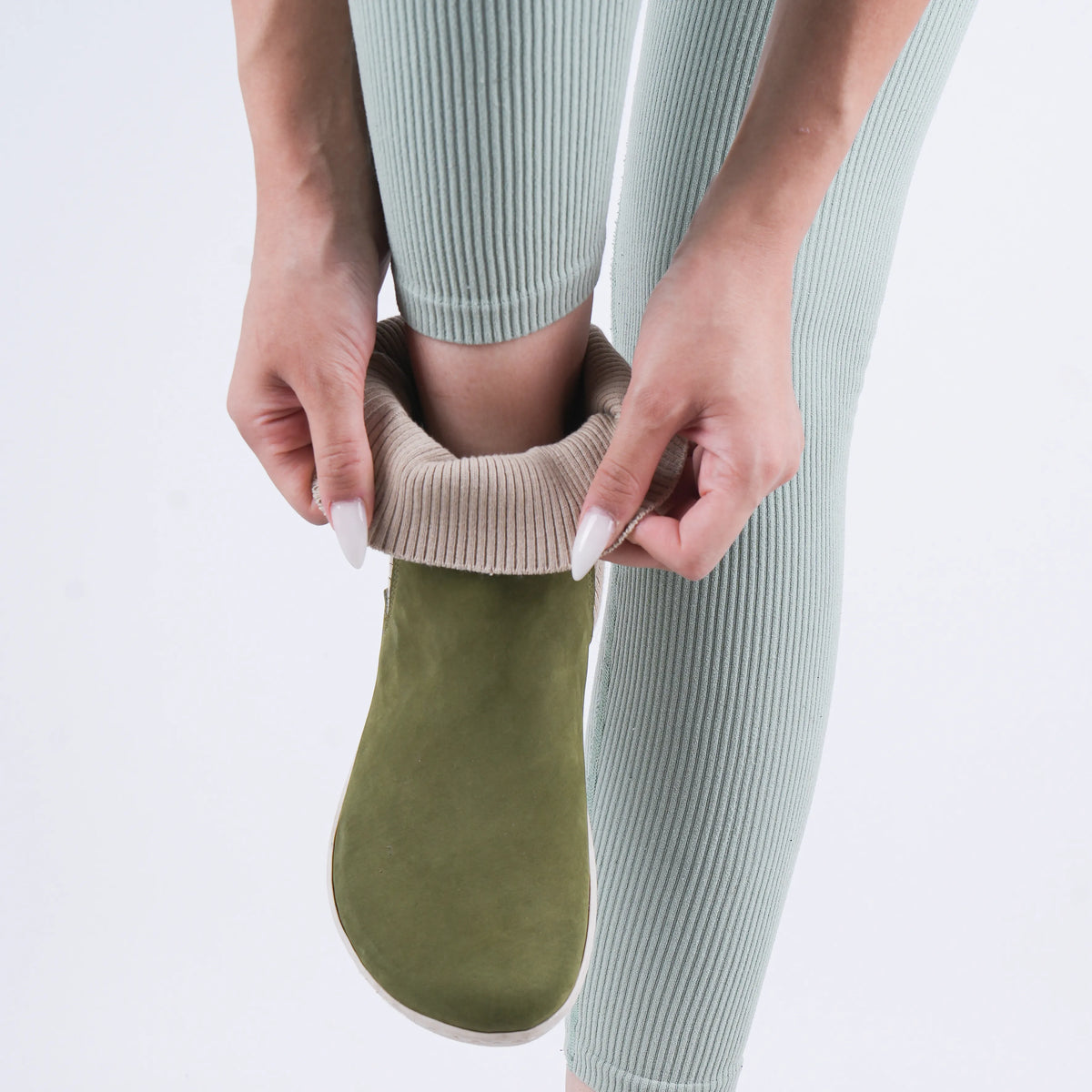 Nubuck Barefoot Socks Chelsea Shoes – 6mm Rubber Sole – Green