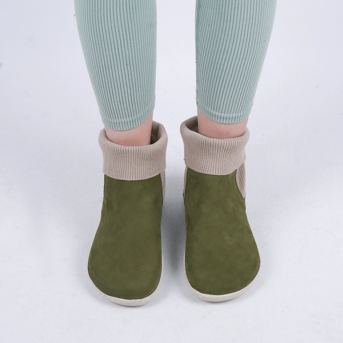 Nubuck Barefoot Socks Chelsea Shoes – 6mm Rubber Sole – Green