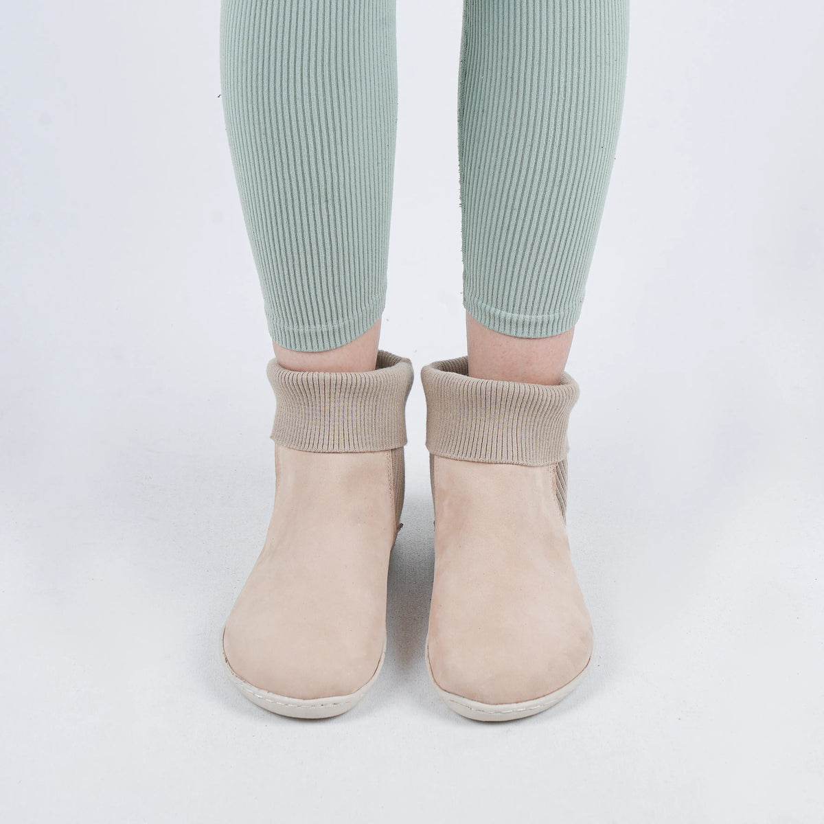Nubuck Barefoot Socks Chelsea Shoes – 6mm Rubber Sole – Cream