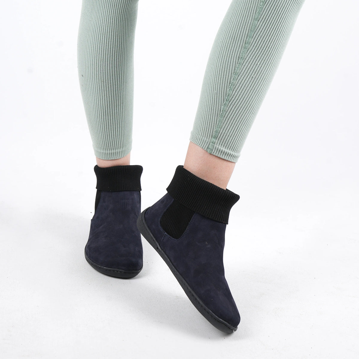 Nubuck Barefoot Socks Chelsea Shoes – 6mm Rubber Sole – Navy Blue