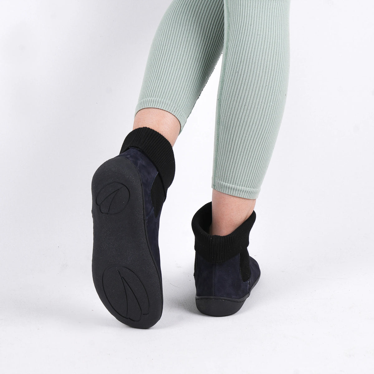 Nubuck Barefoot Socks Chelsea Shoes – 6mm Rubber Sole – Navy Blue
