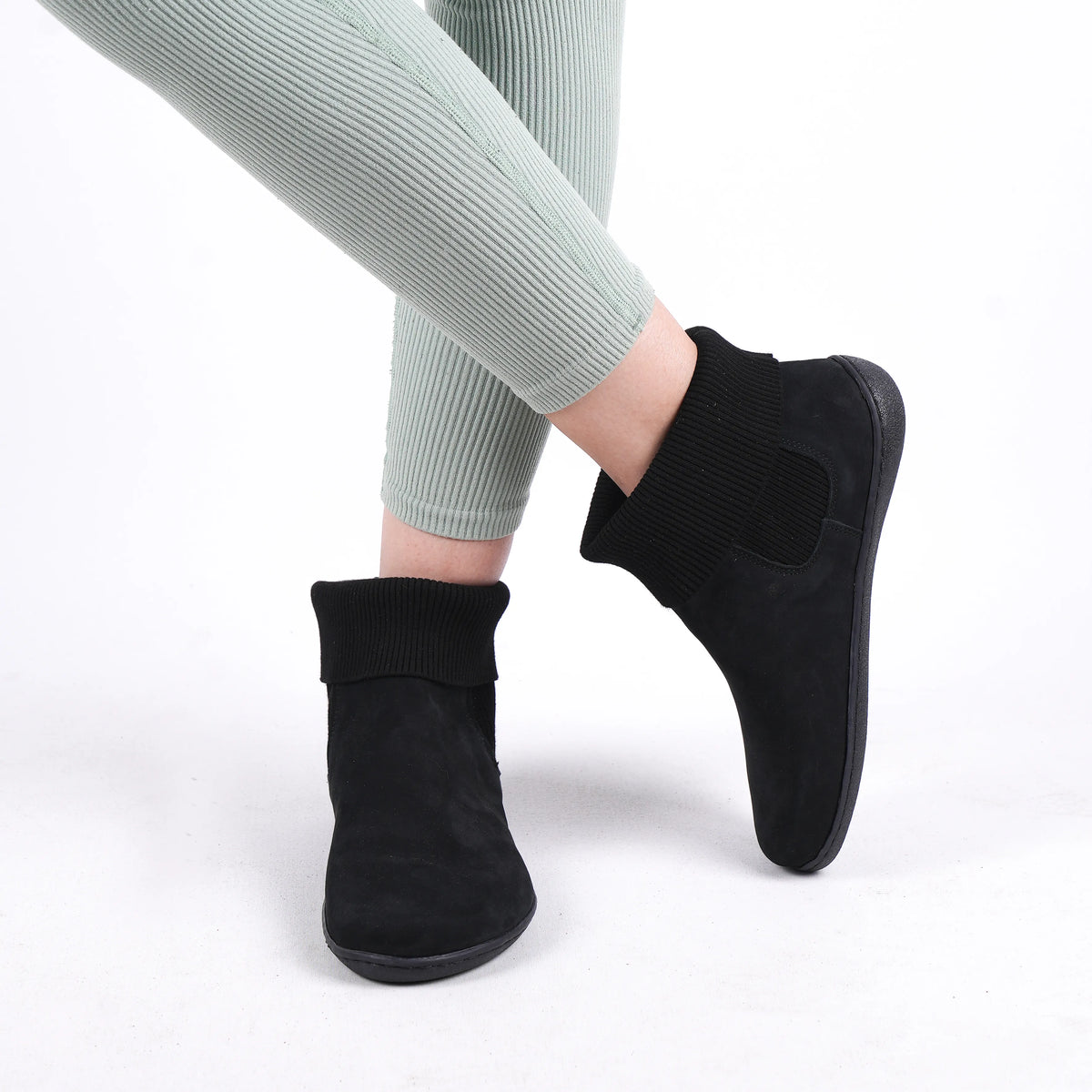 Nubuck Barefoot Socks Chelsea Shoes – 6mm Rubber Sole – Black