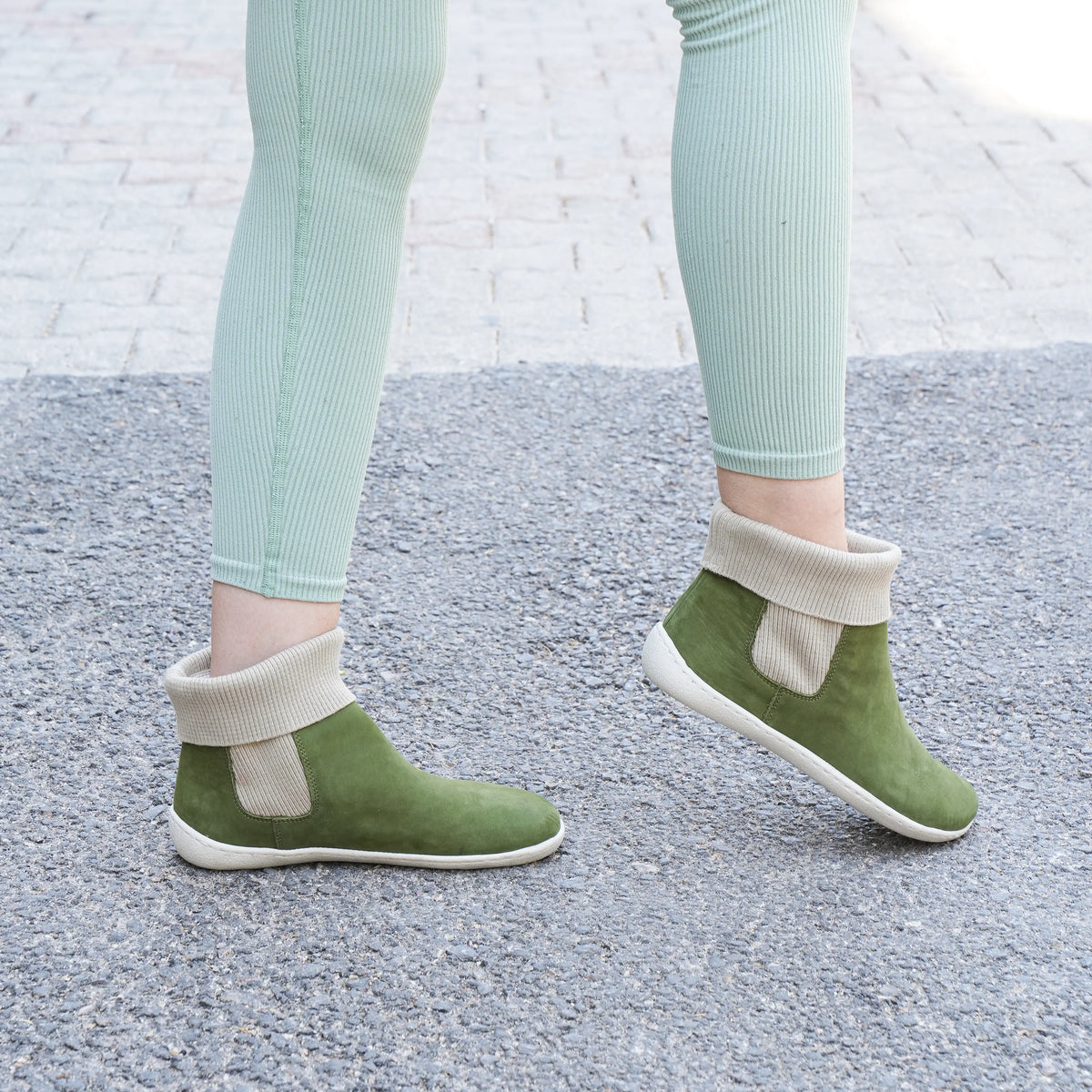 Nubuck Barefoot Socks Chelsea Shoes – 6mm Rubber Sole – Green