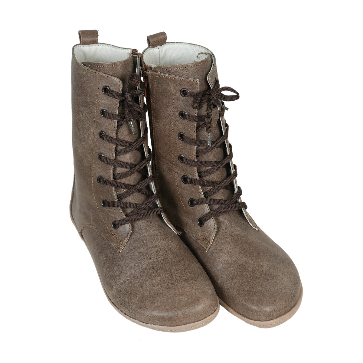 Crazy Barefoot Long Boots Shoes – 6mm Rubber Sole – Beige Bizon