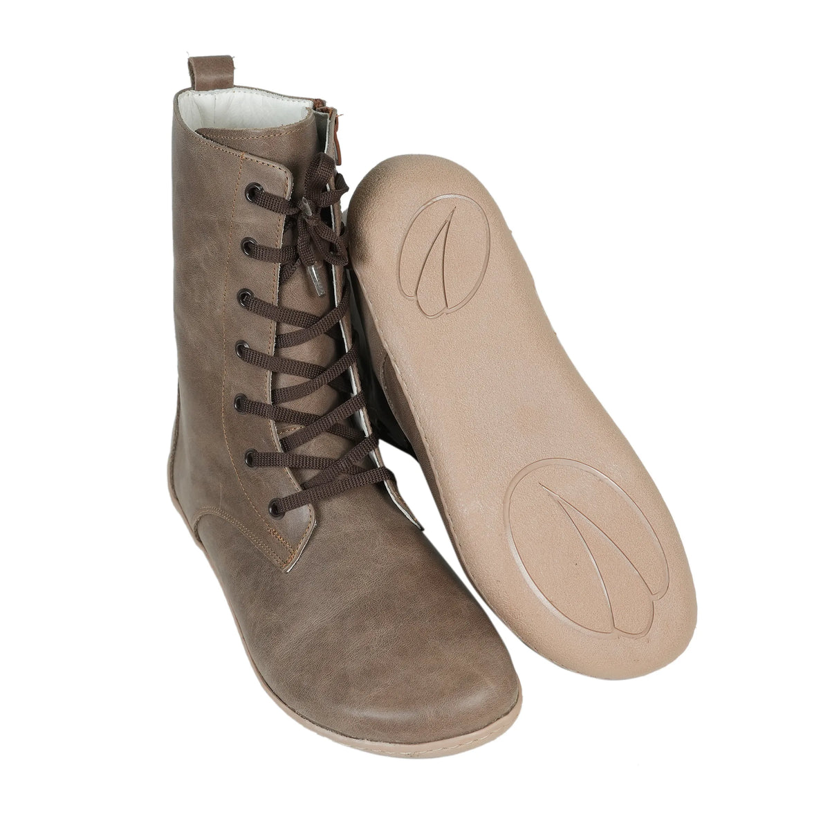 Crazy Barefoot Long Boots Shoes – 6mm Rubber Sole – Beige Bizon