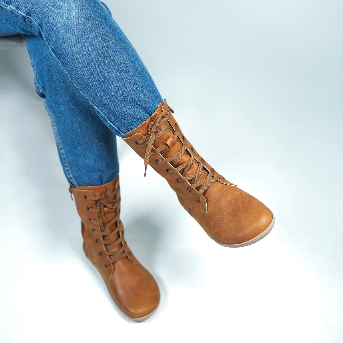 Crazy Barefoot Long Boots Shoes – 6mm Rubber Sole – Honey Camel