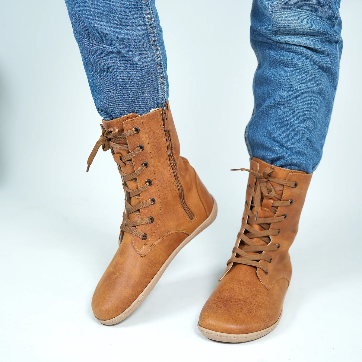Crazy Barefoot Long Boots Shoes – 6mm Rubber Sole – Honey Camel