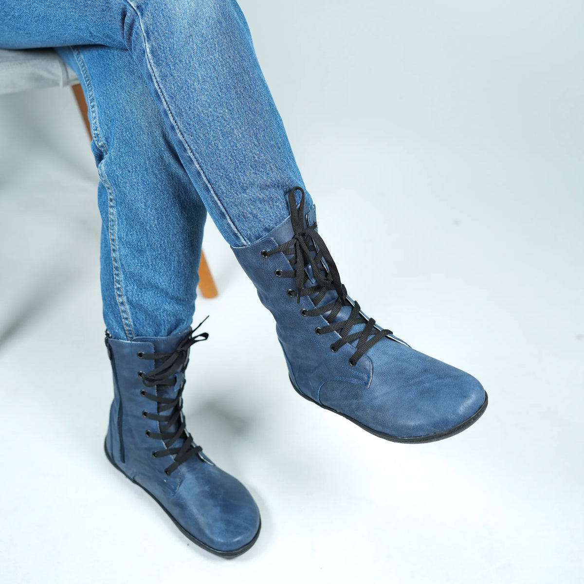 Crazy Barefoot Long Boots Shoes – 6mm Rubber Sole – Navy Blue