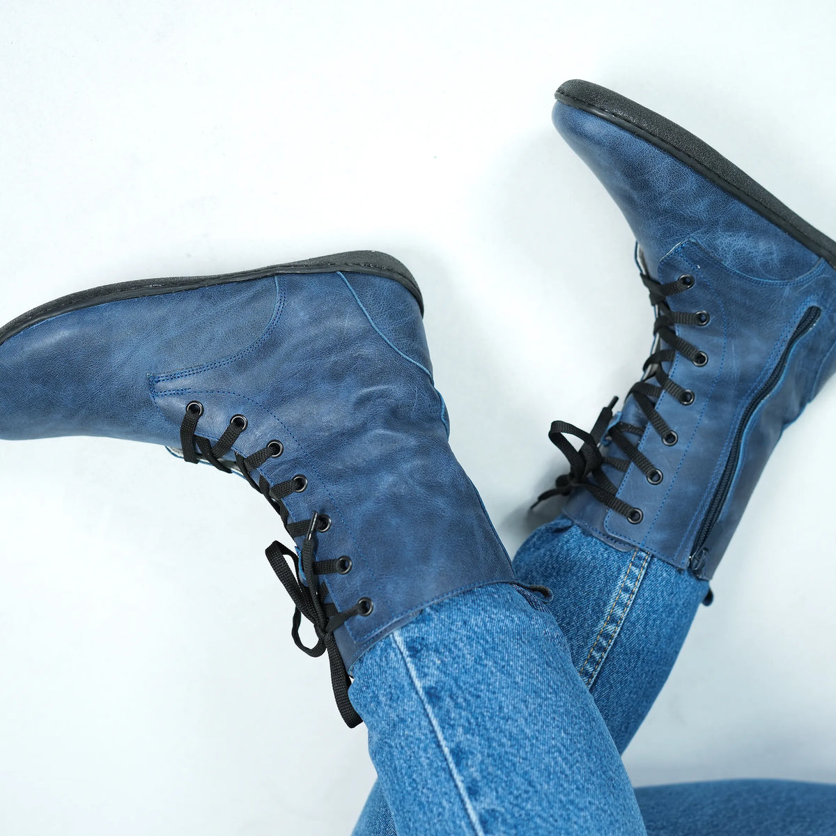 Crazy Barefoot Long Boots Shoes – 6mm Rubber Sole – Navy Blue