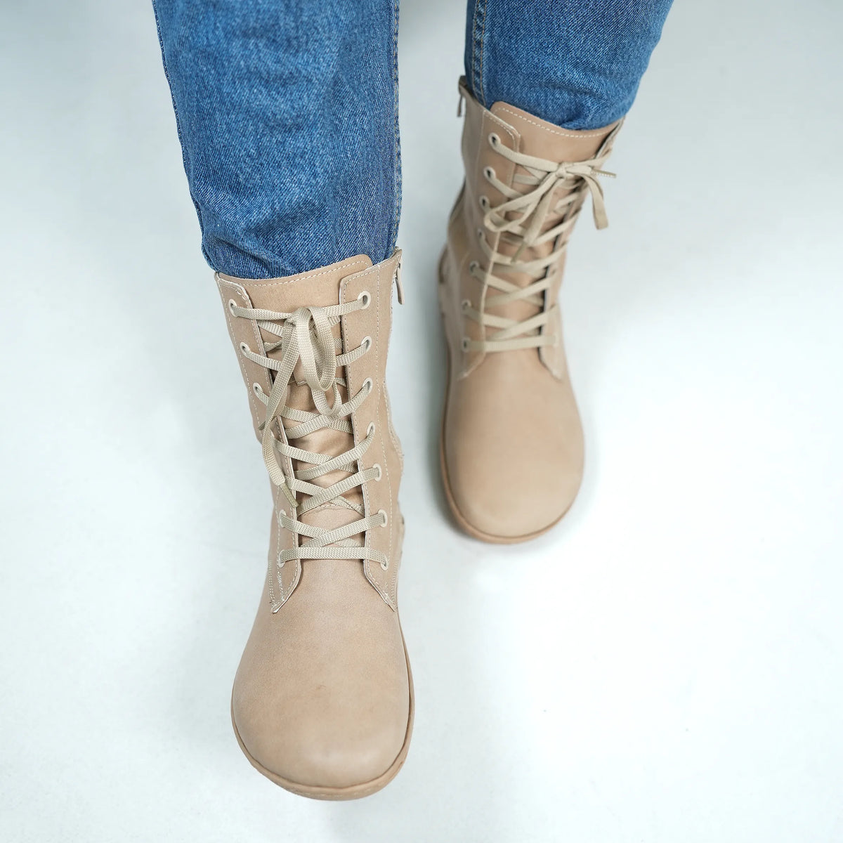 Crazy Barefoot Long Boots Shoes – 6mm Rubber Sole – Undyed Crust