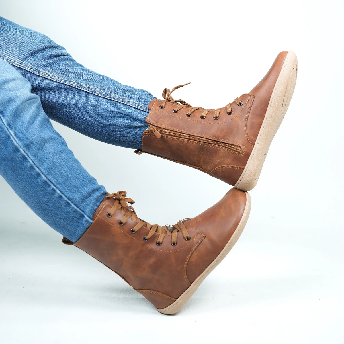 Crazy Barefoot Long Boots Shoes – 6mm Rubber Sole – Brown