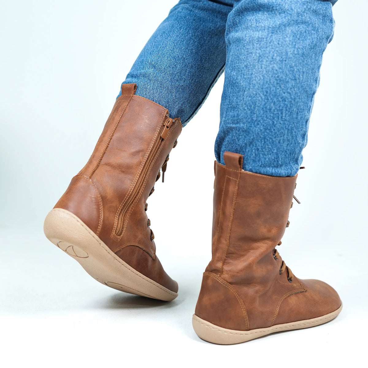 Crazy Barefoot Long Boots Shoes – 6mm Rubber Sole – Brown