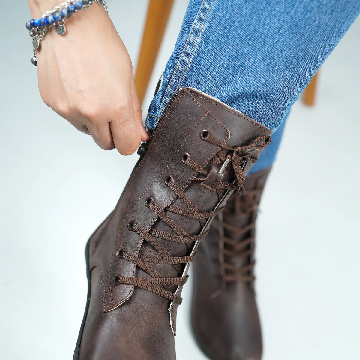 Crazy Barefoot Long Boots Shoes – 6mm Rubber Sole – Dark Brown