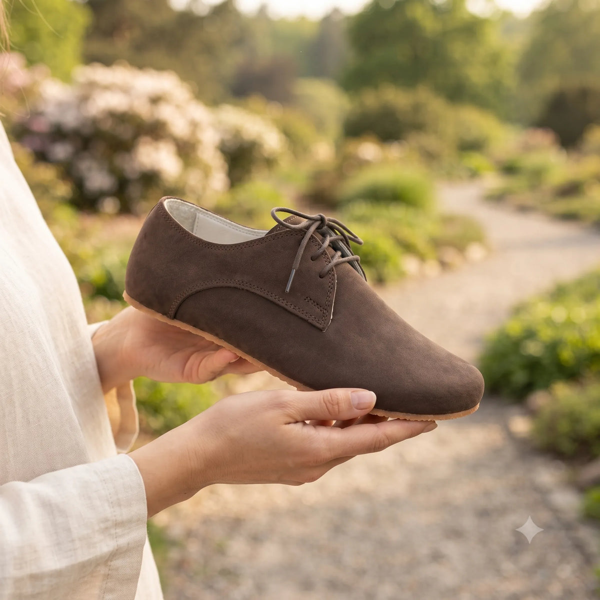 Nubuck Barefoot Oxford Shoes – Rubber Sole – Smoked