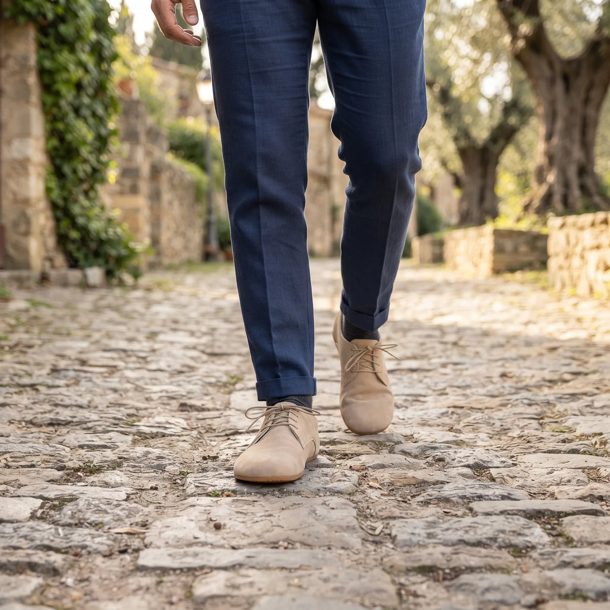 Nubuck Barefoot Oxford Shoes – Rubber Sole – Cream