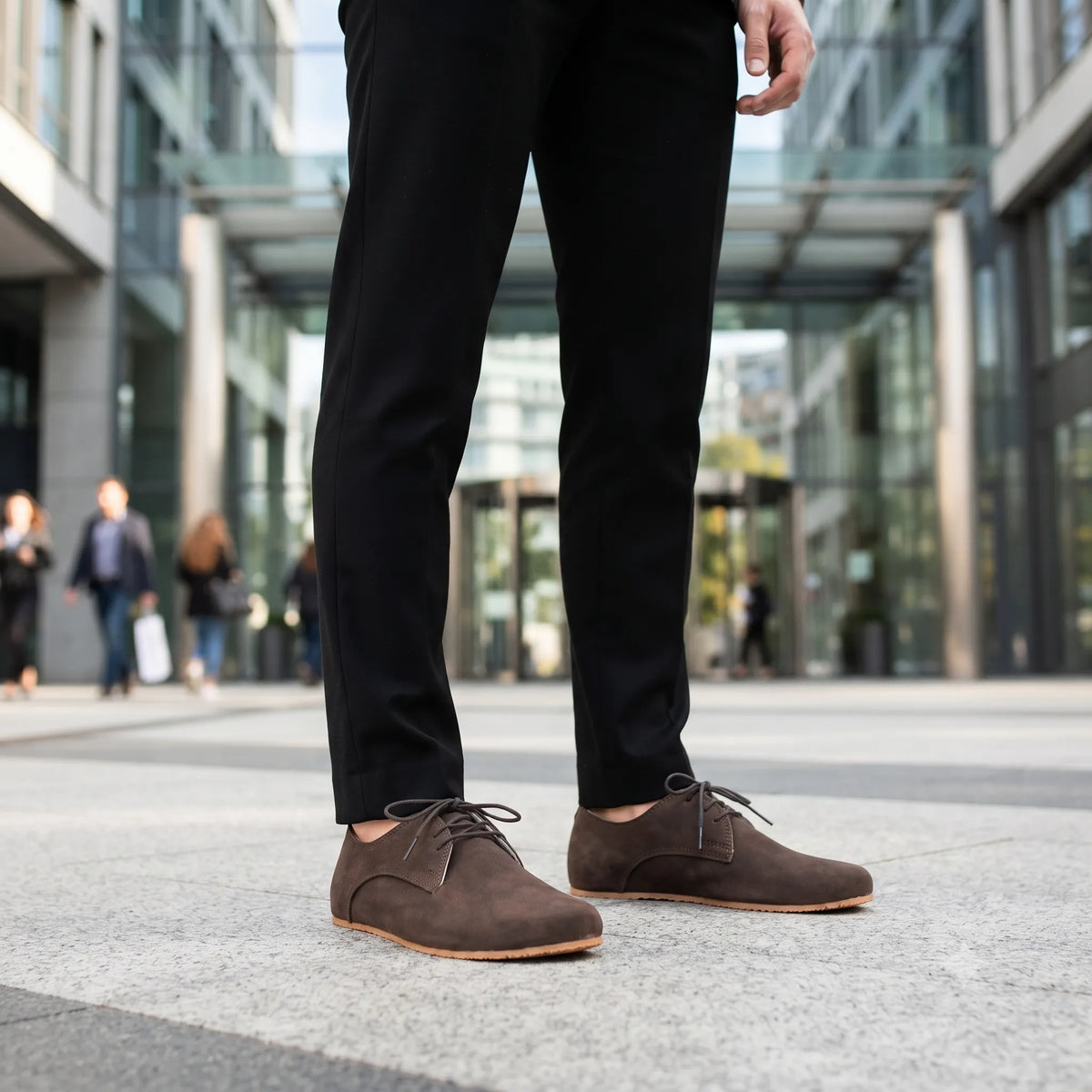 Nubuck Barefoot Oxford Shoes – Rubber Sole – Smoked