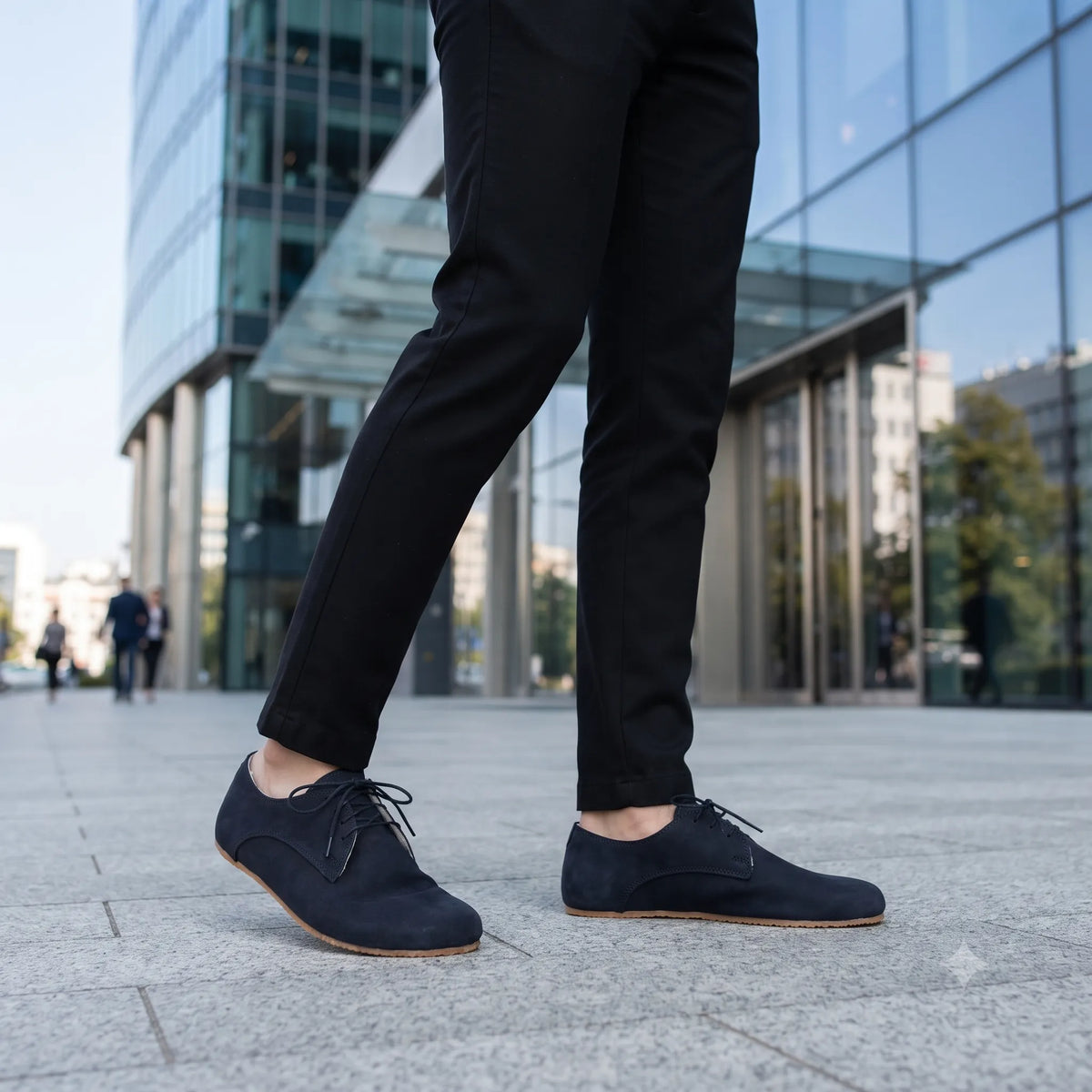 Nubuck Barefoot Oxford Shoes – Rubber Sole – Navy Blue