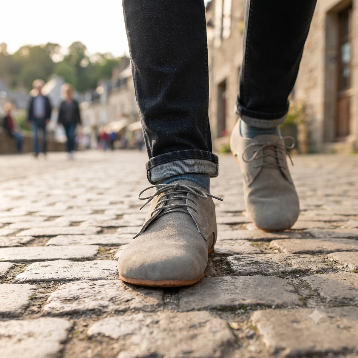 Nubuck Barefoot Oxford Shoes – Rubber Sole – Gray