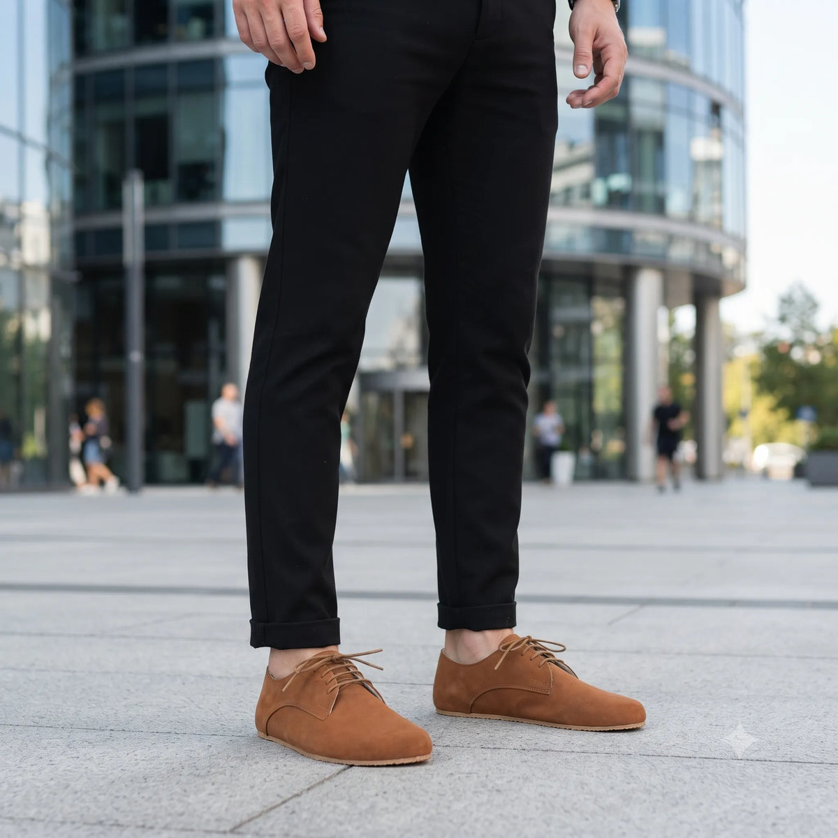 Nubuck Barefoot Oxford Shoes – Rubber Sole – Tan