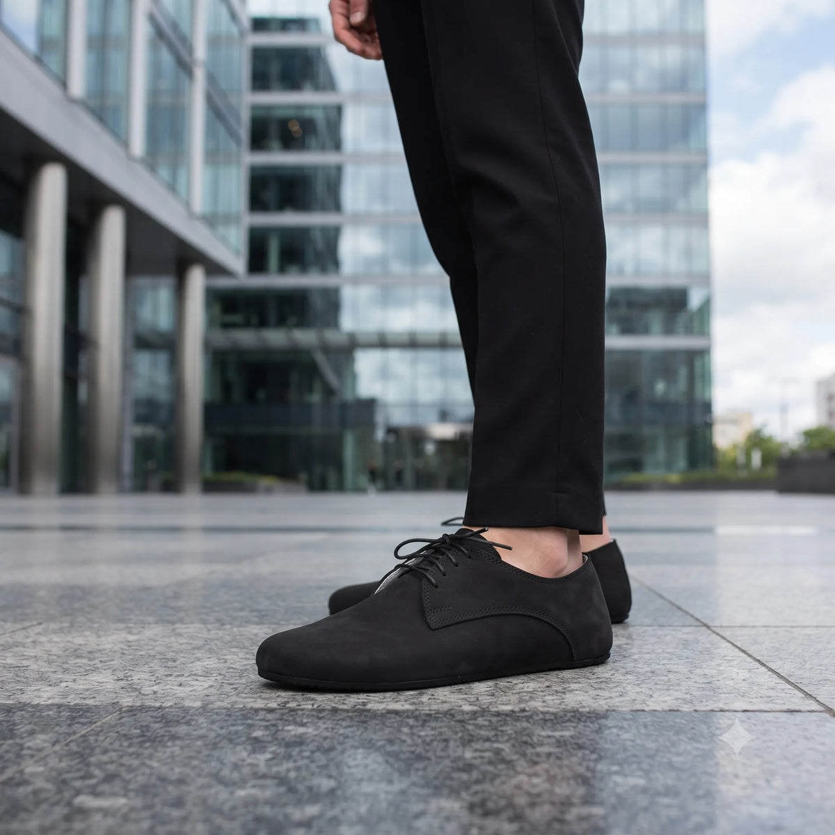 Nubuck Barefoot Oxford Shoes – Rubber Sole – Black