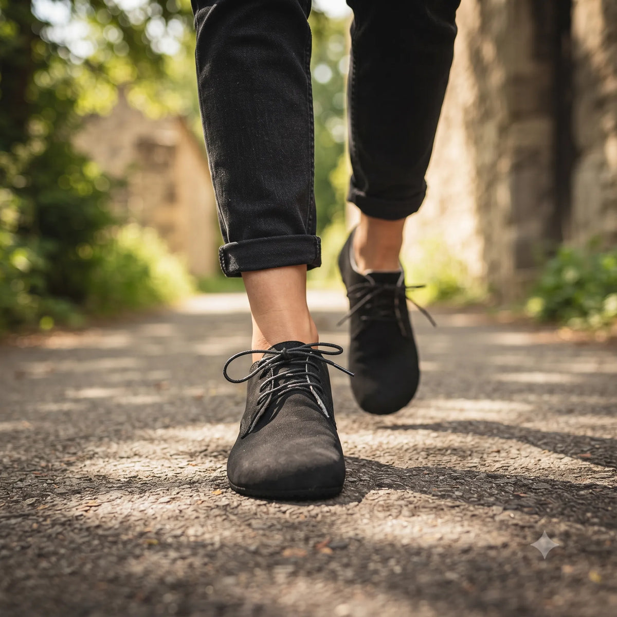 Nubuck Barefoot Oxford Shoes – Rubber Sole – Black