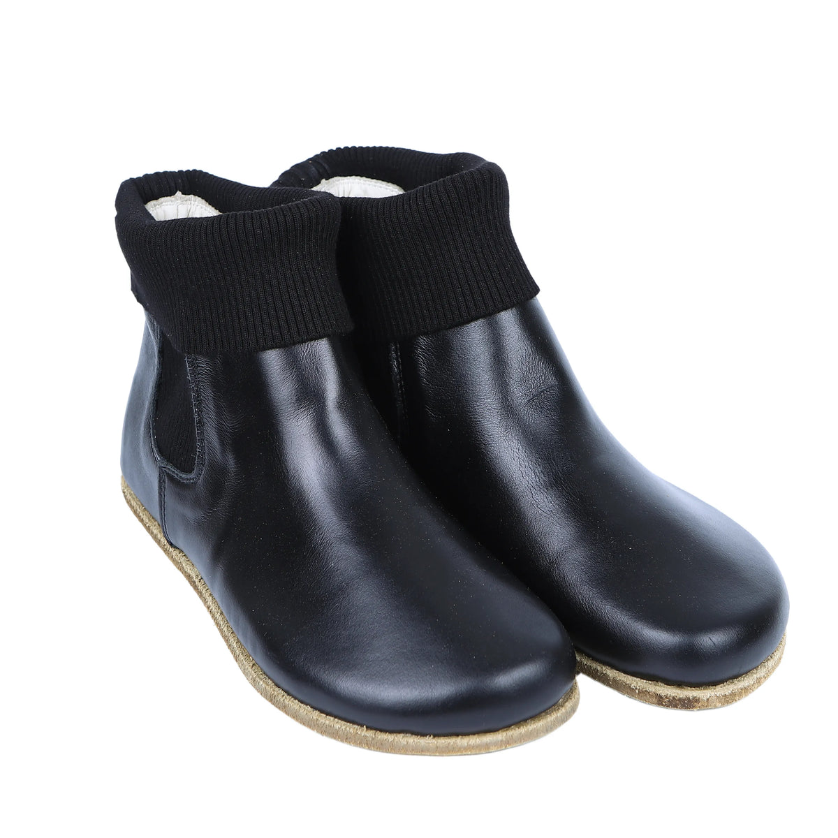 Smooth Barefoot Socks Chelsea Shoes – Classic Sole — Leather Sole – Black