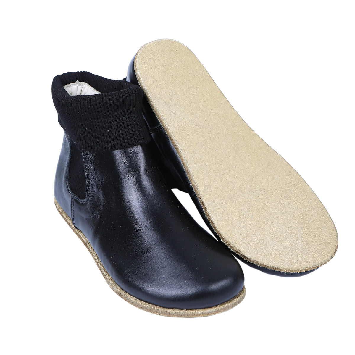 Smooth Barefoot Socks Chelsea Shoes – Classic Sole — Leather Sole – Black