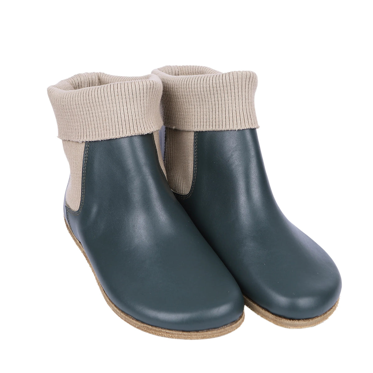Smooth Barefoot Socks Chelsea Shoes – Classic Sole — Leather Sole – Green