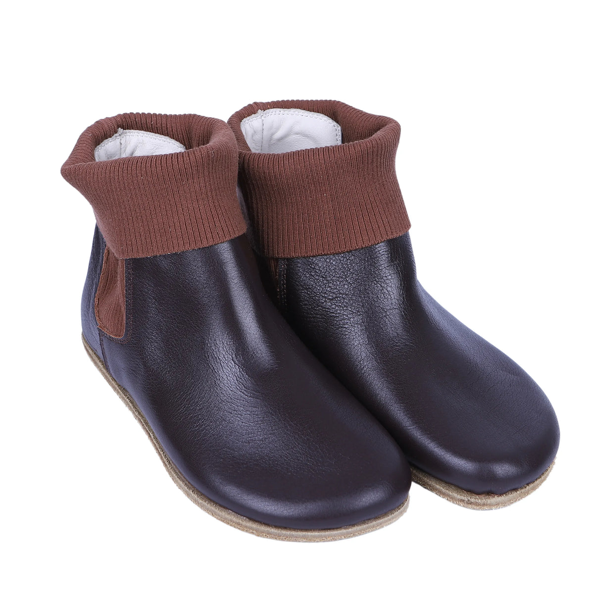 Smooth Barefoot Socks Chelsea Shoes – Classic Sole — Leather Sole – Dark Brown