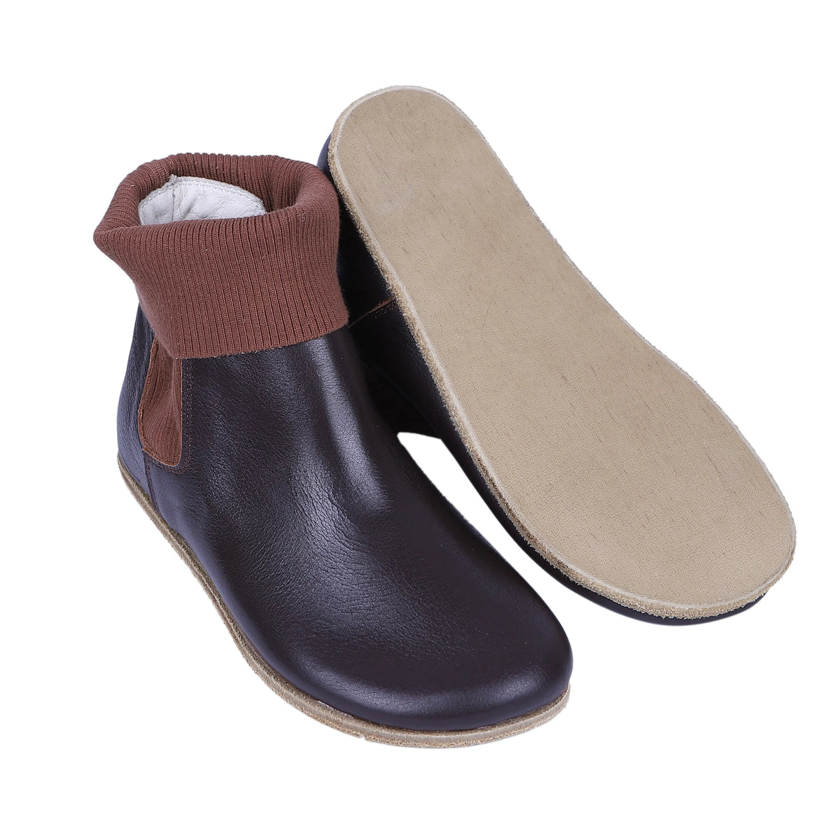 Smooth Barefoot Socks Chelsea Shoes – Classic Sole — Leather Sole – Dark Brown
