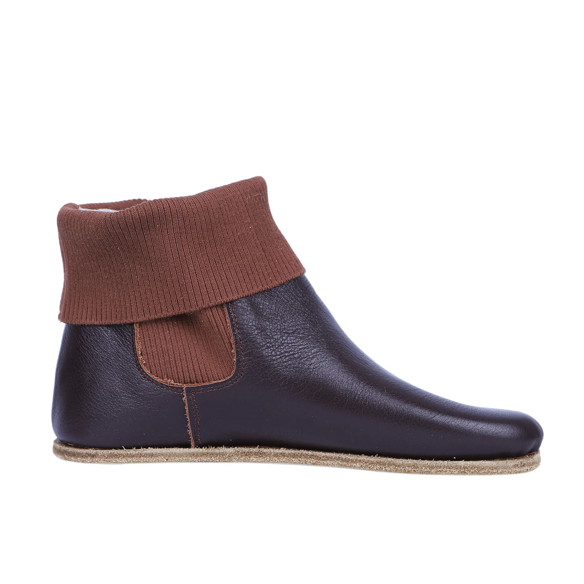 Smooth Barefoot Socks Chelsea Shoes – Classic Sole — Leather Sole – Dark Brown