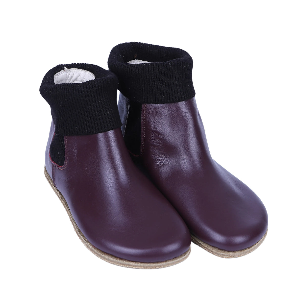 Smooth Barefoot Socks Chelsea Shoes – Classic Sole — Leather Sole – Burgundy