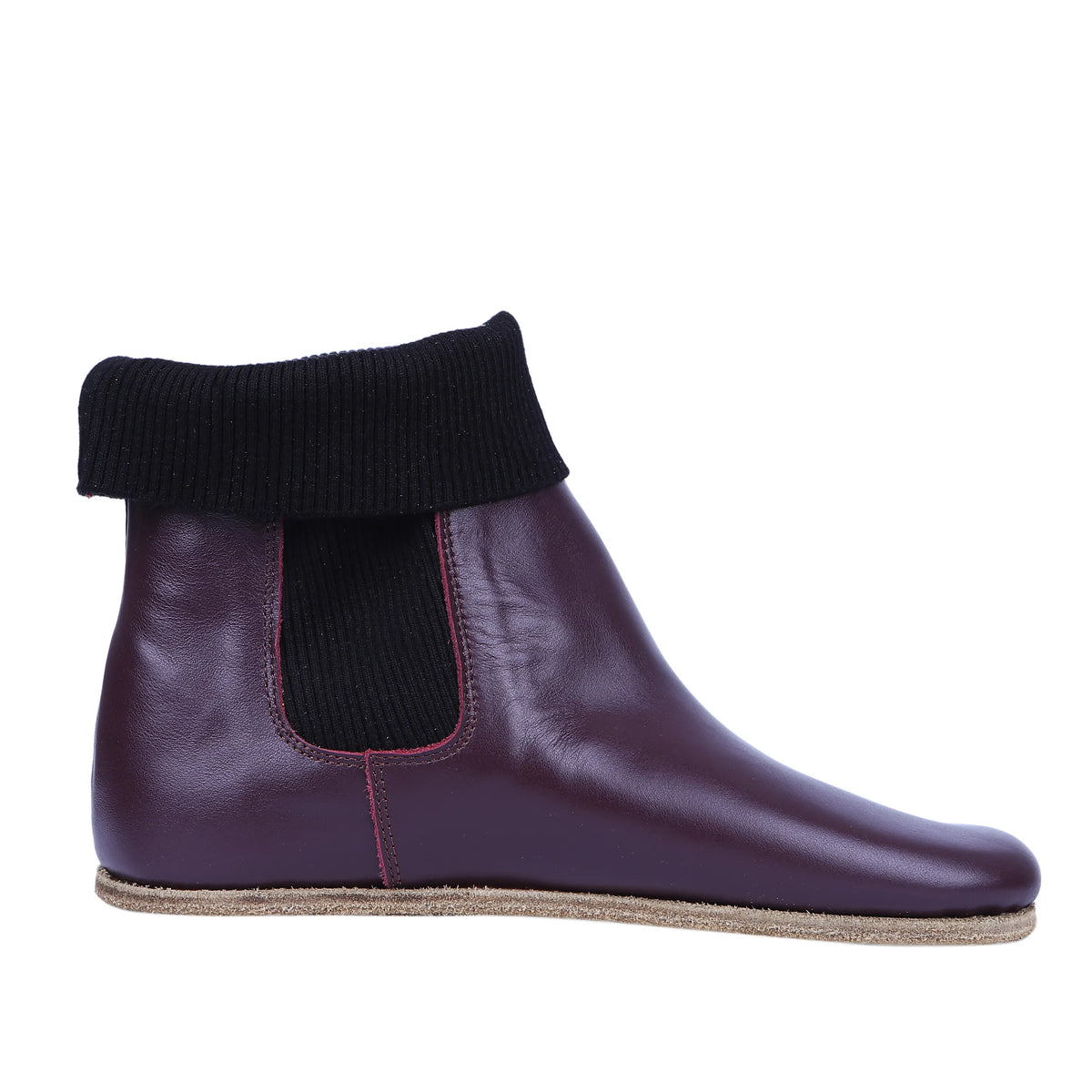 Smooth Barefoot Socks Chelsea Shoes – Classic Sole — Leather Sole – Burgundy