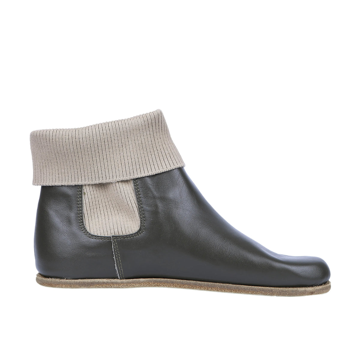 Smooth Barefoot Socks Chelsea Shoes – Classic Sole — Leather Sole – Olive Green