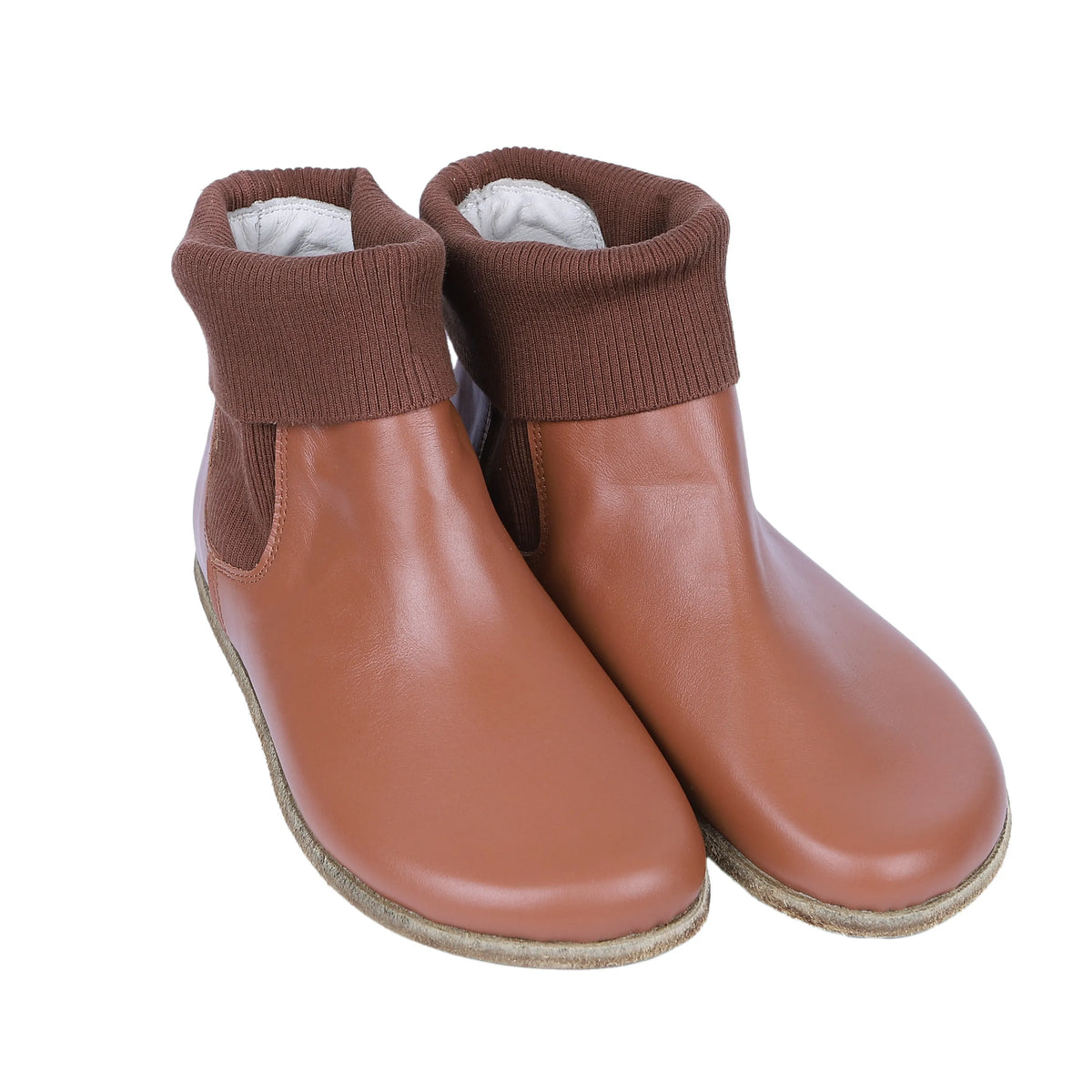 Smooth Barefoot Socks Chelsea Shoes – Classic Sole — Leather Sole – Tan