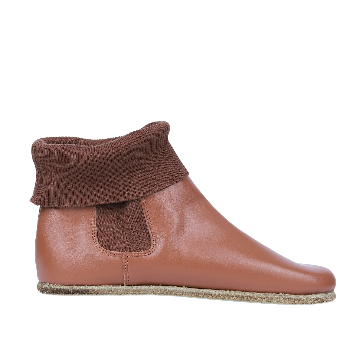 Smooth Barefoot Socks Chelsea Shoes – Classic Sole — Leather Sole – Tan