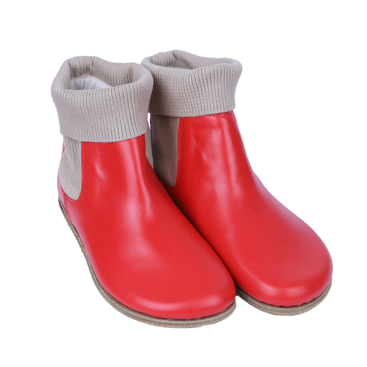 Smooth Barefoot Socks Chelsea Shoes – Classic Sole — Leather Sole – Red