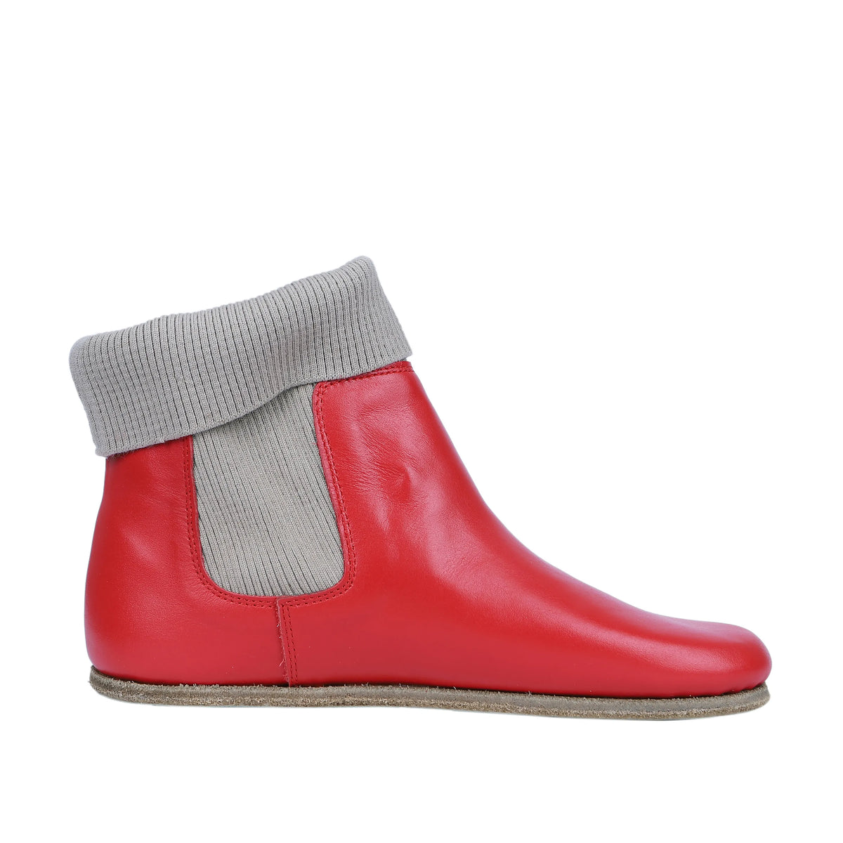 Smooth Barefoot Socks Chelsea Shoes – Classic Sole — Leather Sole – Red