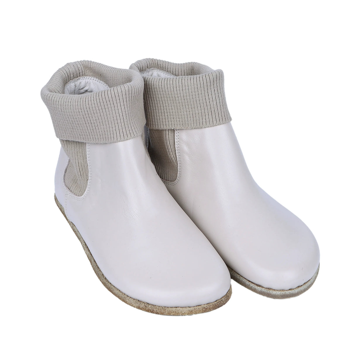 Smooth Barefoot Socks Chelsea Shoes – Classic Sole — Leather Sole – Cream