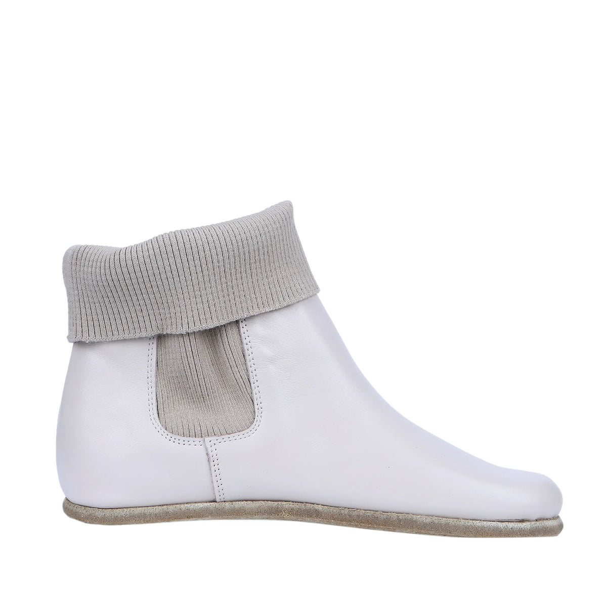 Smooth Barefoot Socks Chelsea Shoes – Classic Sole — Leather Sole – Cream