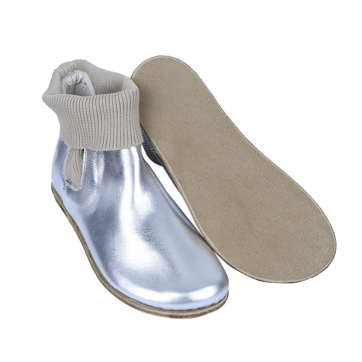 Bright Barefoot Socks Chelsea Shoes – Classic Sole — Leather Sole – Silver