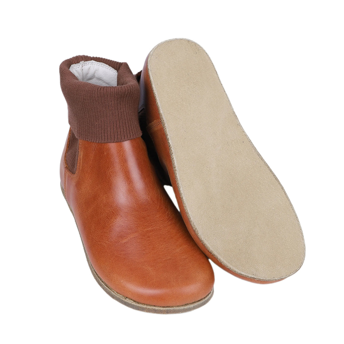 Crazy Barefoot Socks Chelsea Shoes – Classic Sole — Leather Sole – Honey Camel