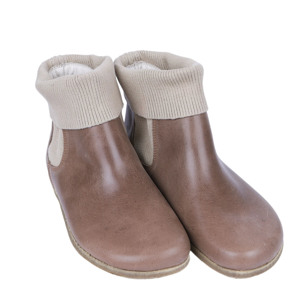 Crazy Barefoot Socks Chelsea Shoes – Classic Sole — Leather Sole – Beige Bizon