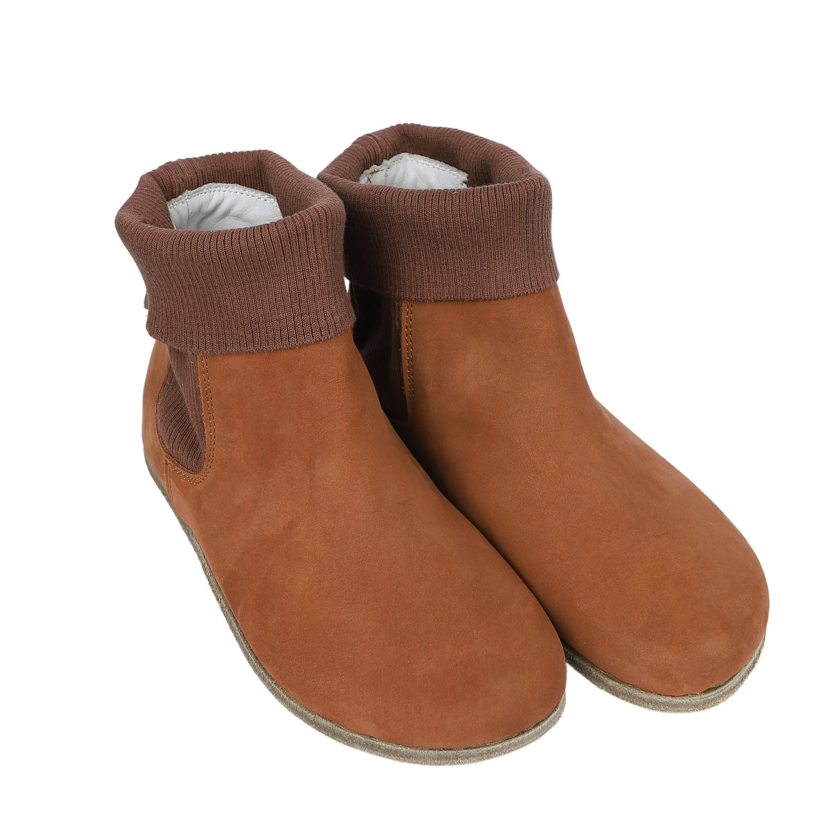 Nubuck Barefoot Socks Chelsea Shoes – Classic Sole — Leather Sole – Tan