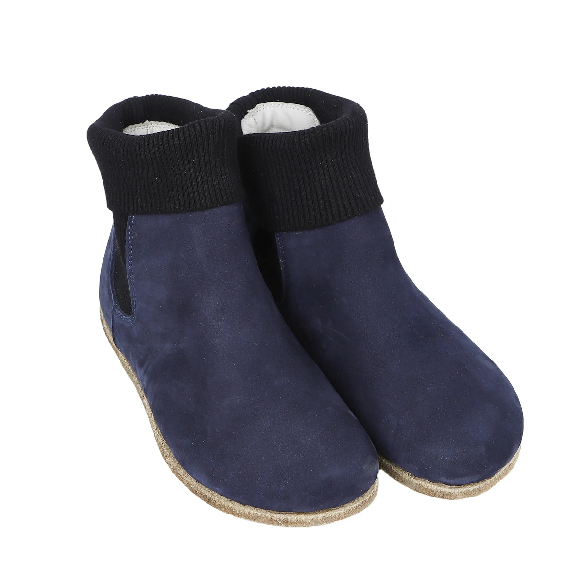 Nubuck Barefoot Socks Chelsea Shoes – Classic Sole — Leather Sole – Navy Blue