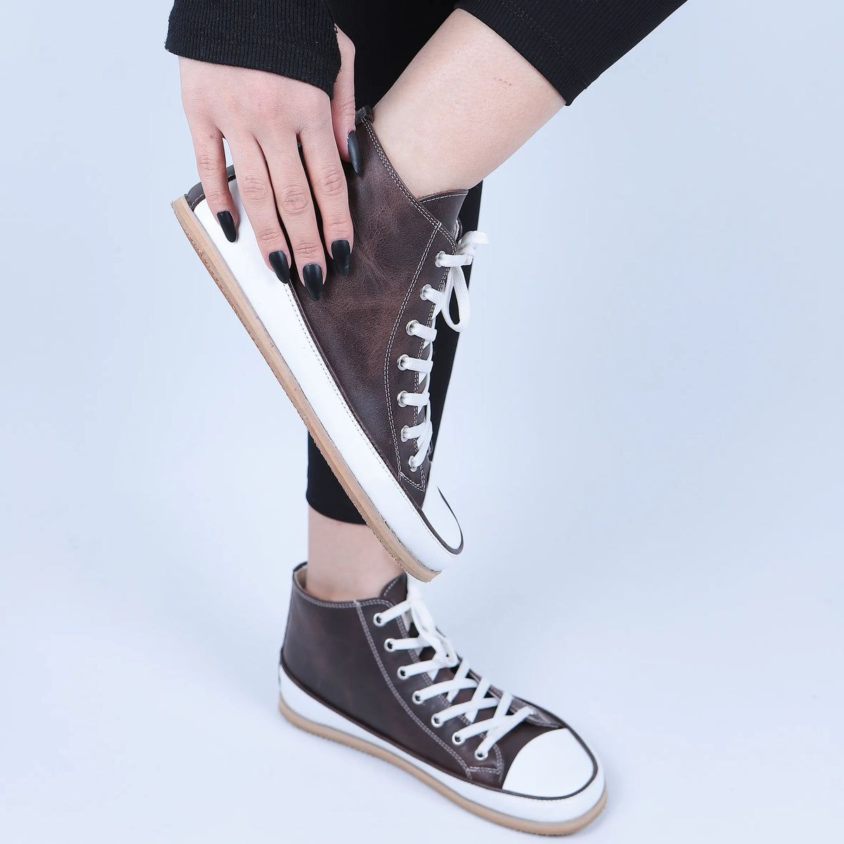 Crazy Barefoot Long Boots Converse Shoes – Eva Outsole – Dark Brown