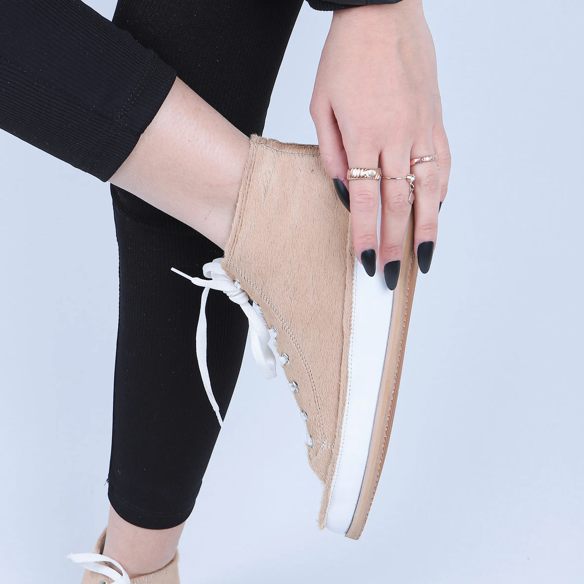 Hair Barefoot Long Boots Converse Shoes – Eva Outsole – Beige